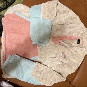 Hooey Beige, Pink, and Light Blue Sweatshirt